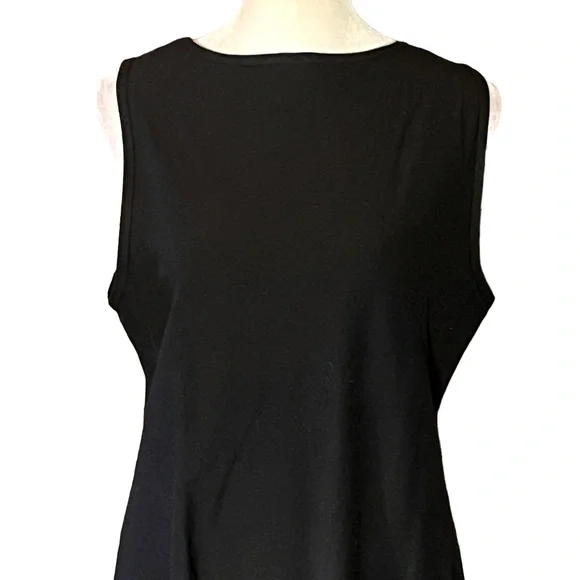 EILEEN FISHER BLACK VISCOSE CREPE SLEEVELESS MIDI DRESS GREAT CONDITION (M) - Picture 2 of 7